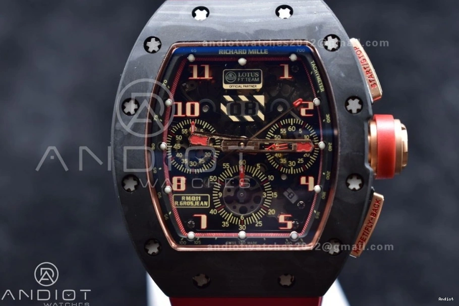 Best on KVF Chrono Rubber Crystal V2 Red Strap 1:1 NTPT Lotus Edition Dial RM011 A7750 1130